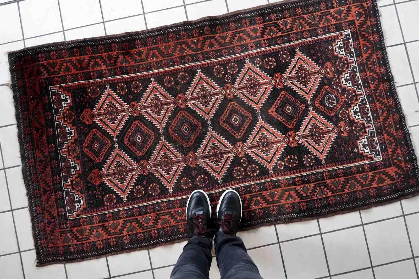 Handgefertigter antiker afghanischer Baluch-Teppich, 1920er Jahre, 1C1051 (Handgeknüpft) im Angebot