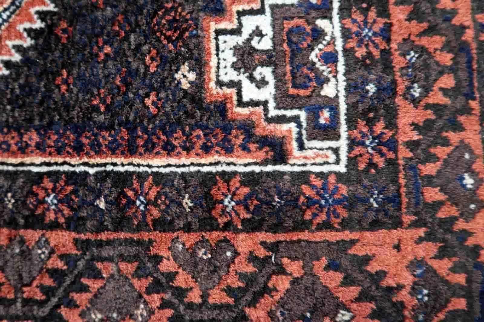 Wool Handmade Antique Afghan Baluch Rug, 1920s, 1C1051 For Sale