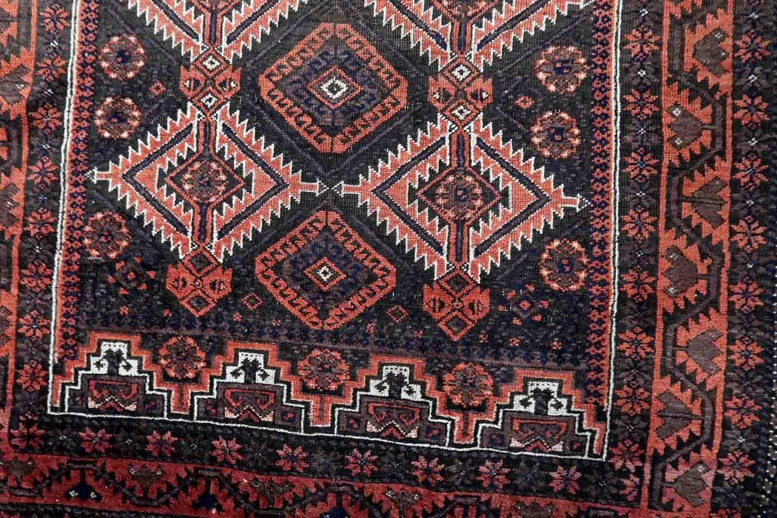 Handmade Antique Afghan Baluch Rug, 1920s, 1C1051 For Sale 3