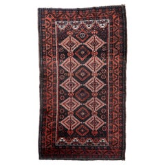 Handmade Antique Afghan Baluch Rug, 1920s, 1C1051