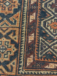 Handmade Antique Afghan Baluch Rug, 1920s, Wool, Tribal, 4.3 x 6.6 ft -1N125