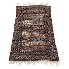 Handmade Antique Afghan Baluch Rug, 1920s, Wool, Tribal, 4.3 x 6.6 ft -1N125