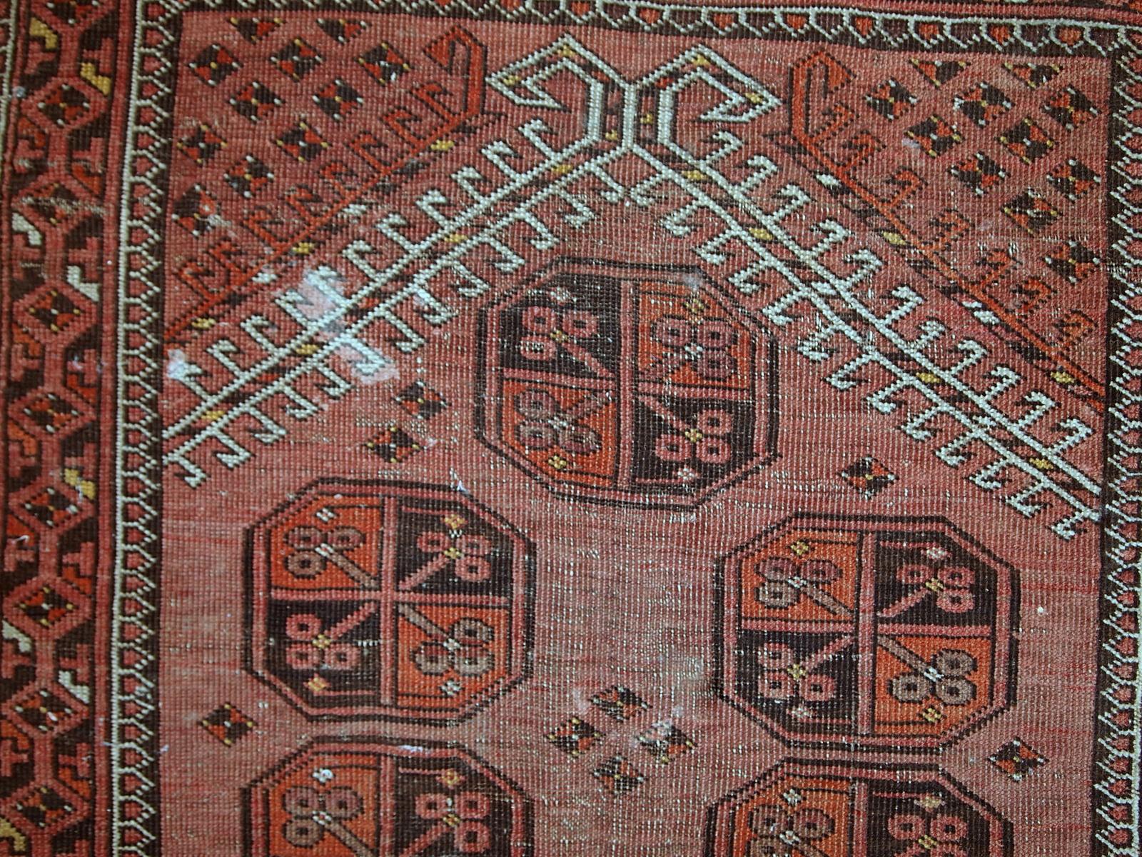 Handmade Antique Afghan Baluch Rug, 1930s, 1C656 5