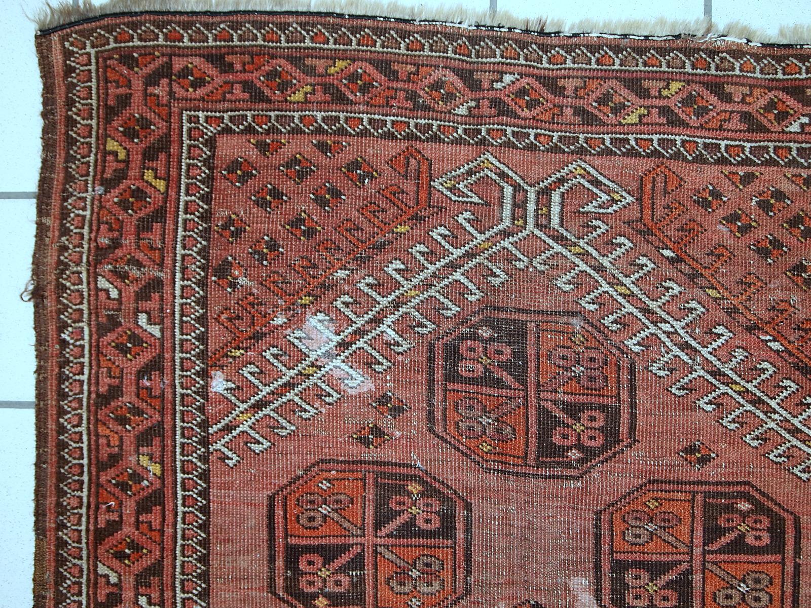Handmade Antique Afghan Baluch Rug, 1930s, 1C656 6