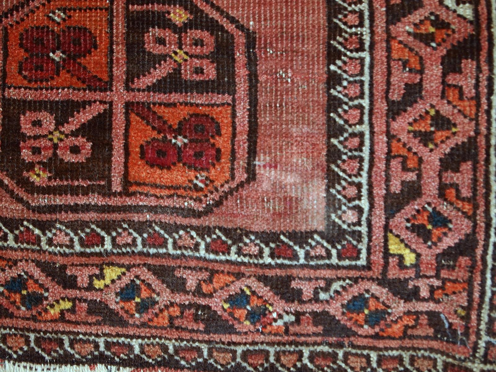 Handmade Antique Afghan Baluch Rug, 1930s, 1C656 1