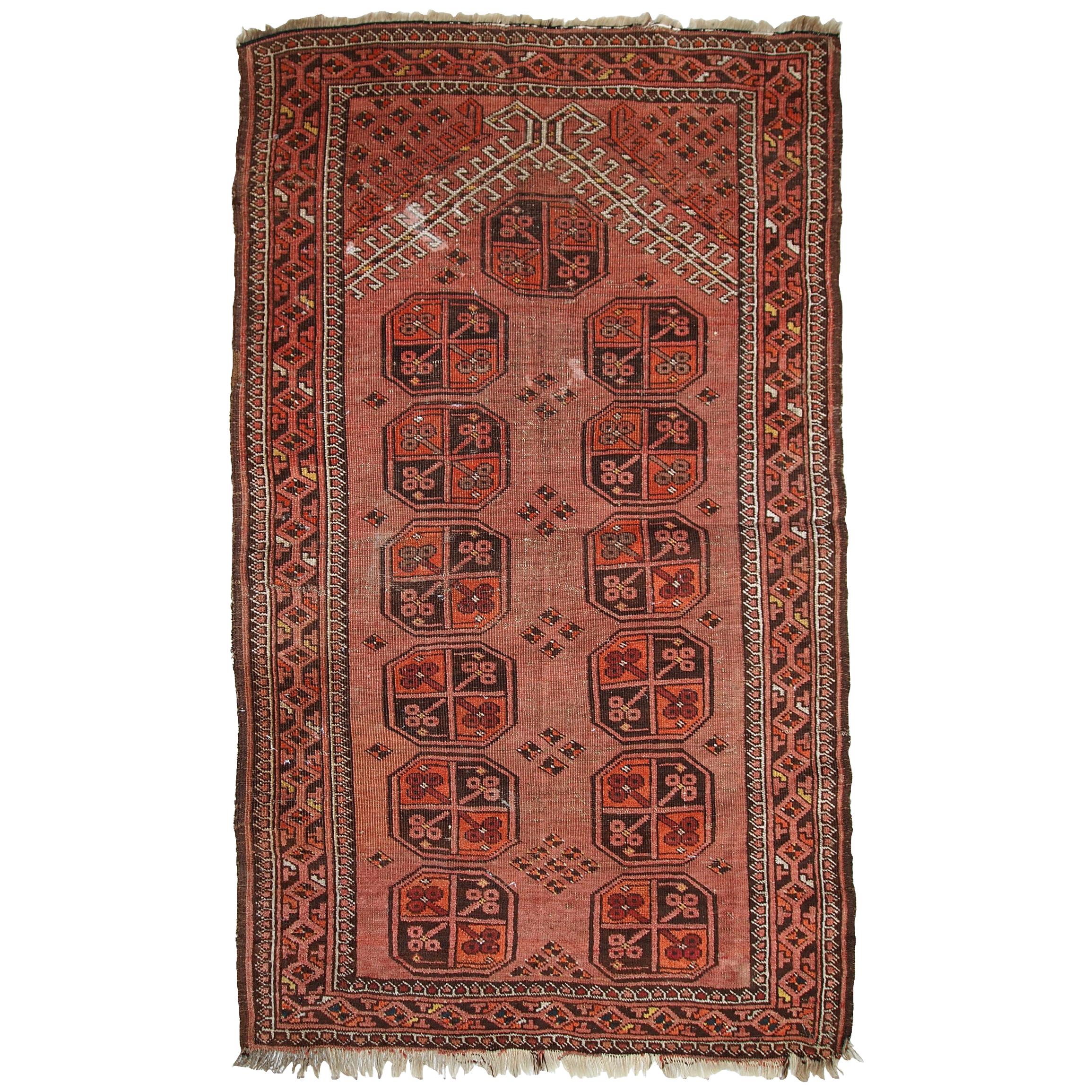 Handmade Antique Afghan Baluch Rug, 1930s, 1C656