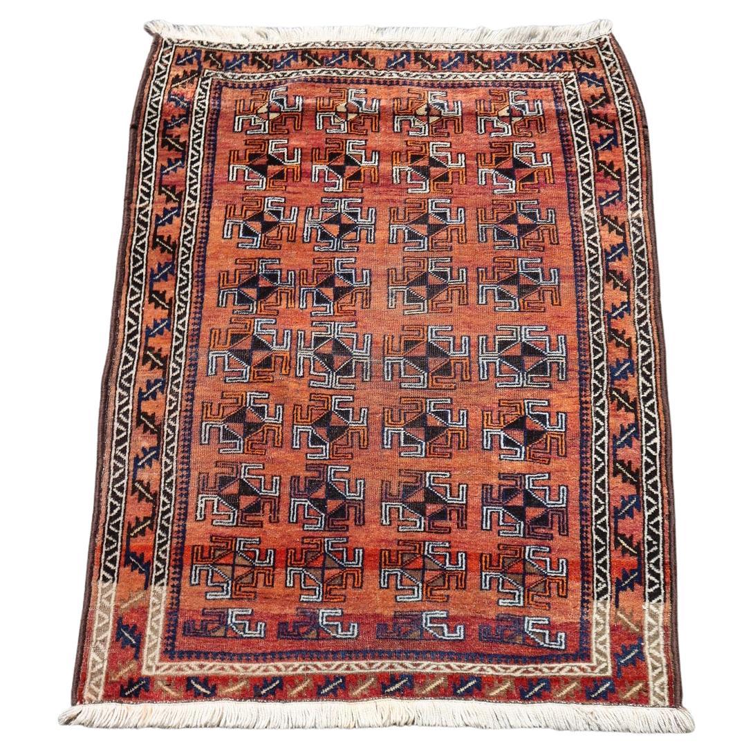 Handmade Antique Afghan Baluch Rug, 1930s For Sale