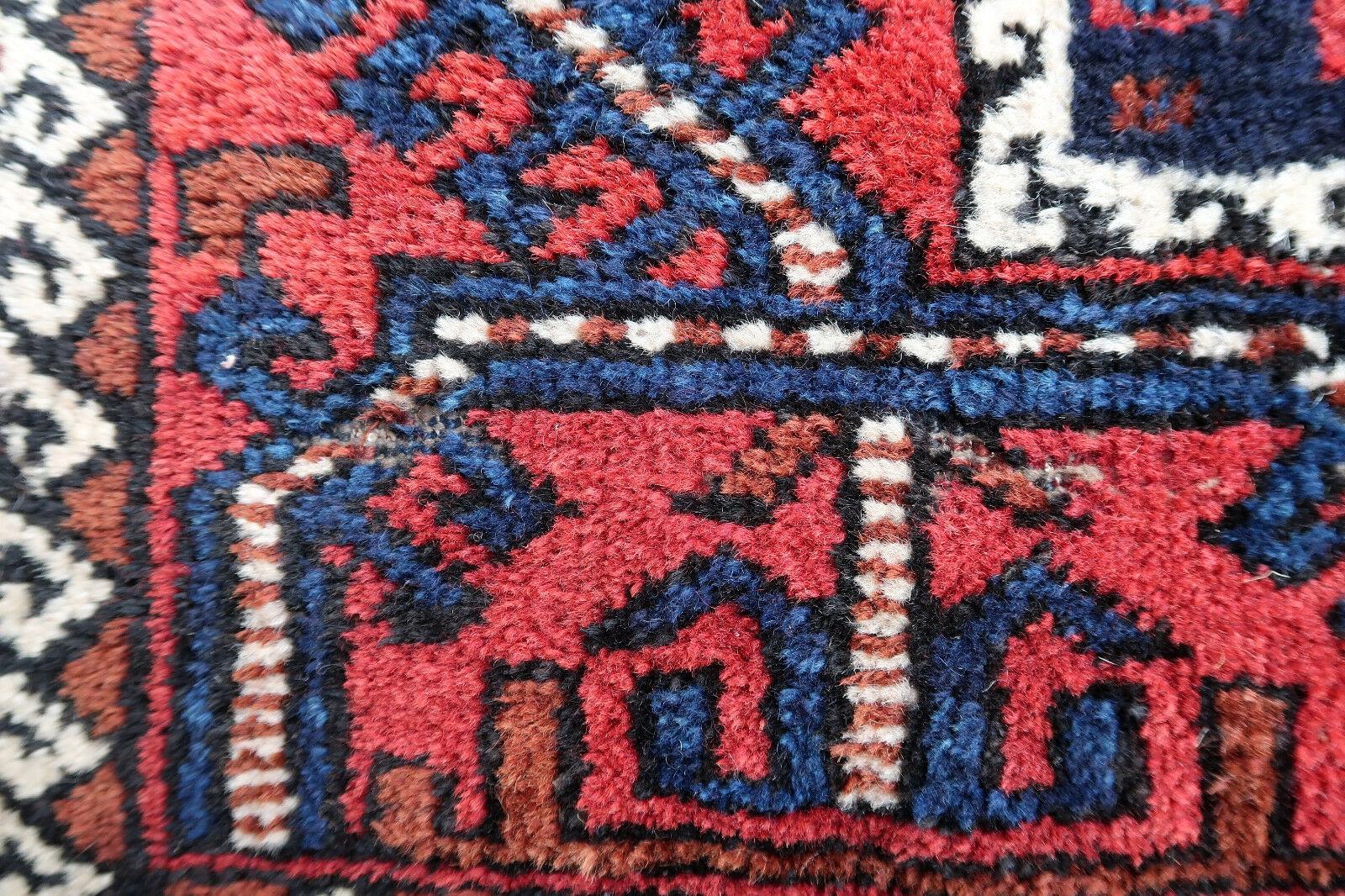Hand-Knotted Handmade Antique Afghan Baluch Rug, 1940s, 1P91 For Sale