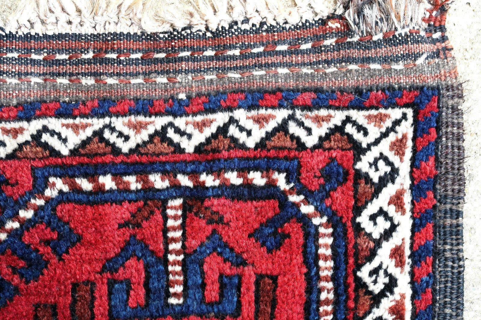 Mid-20th Century Handmade Antique Afghan Baluch Rug, 1940s, 1P91 For Sale