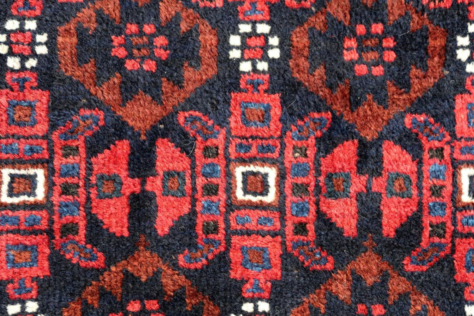 Wool Handmade Antique Afghan Baluch Rug, 1940s, 1P91 For Sale