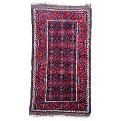 Handmade Antique Afghan Baluch Rug, 1940s, 1P91