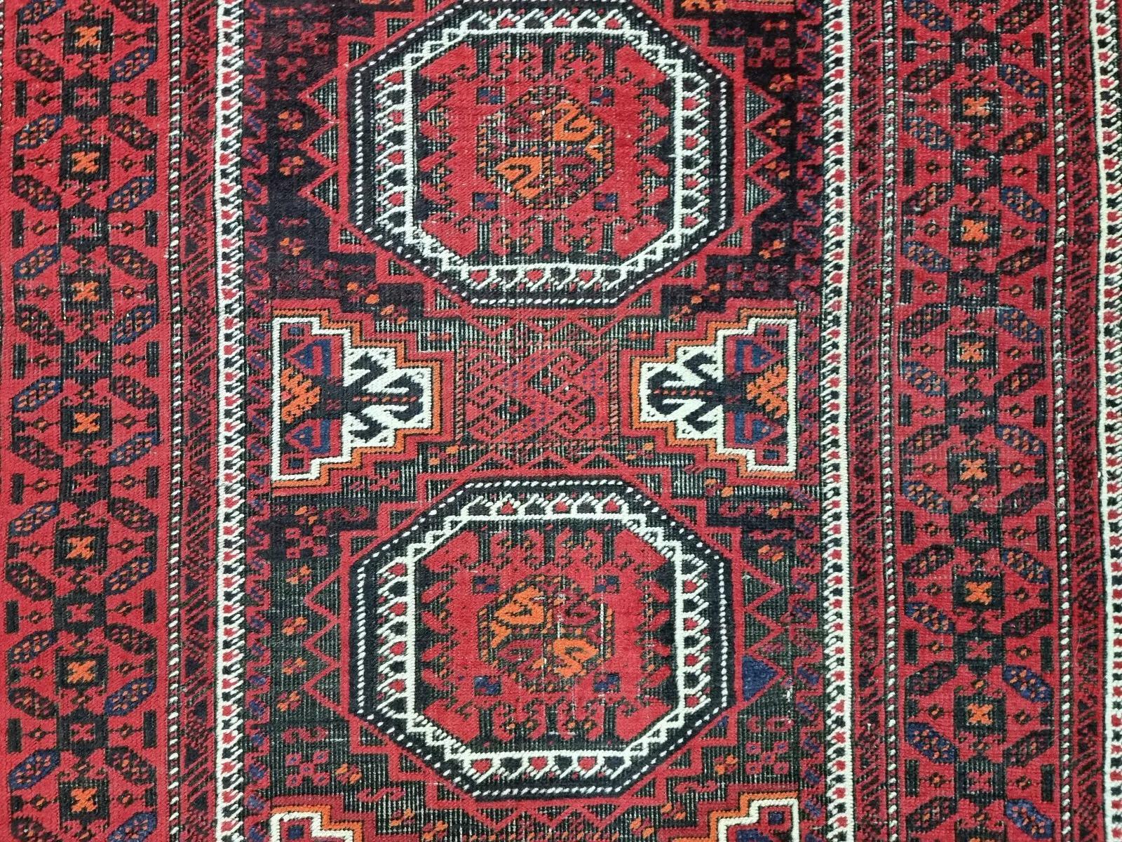 Handmade Antique Afghan Baluch Rug 2.9' x 5.4' 1930s - 1D197 For Sale 5