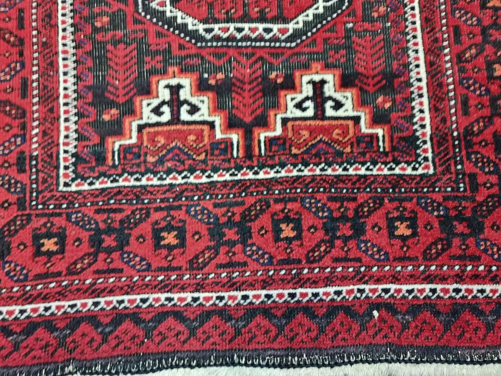 Wool Handmade Antique Afghan Baluch Rug 2.9' x 5.4' 1930s - 1D197 For Sale