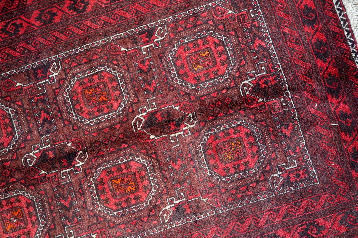 Tapis ancien Afghan Baluch fait main 3.4' x 6.9' 1930s - 1С1159 Bon état - En vente à Bordeaux, FR
