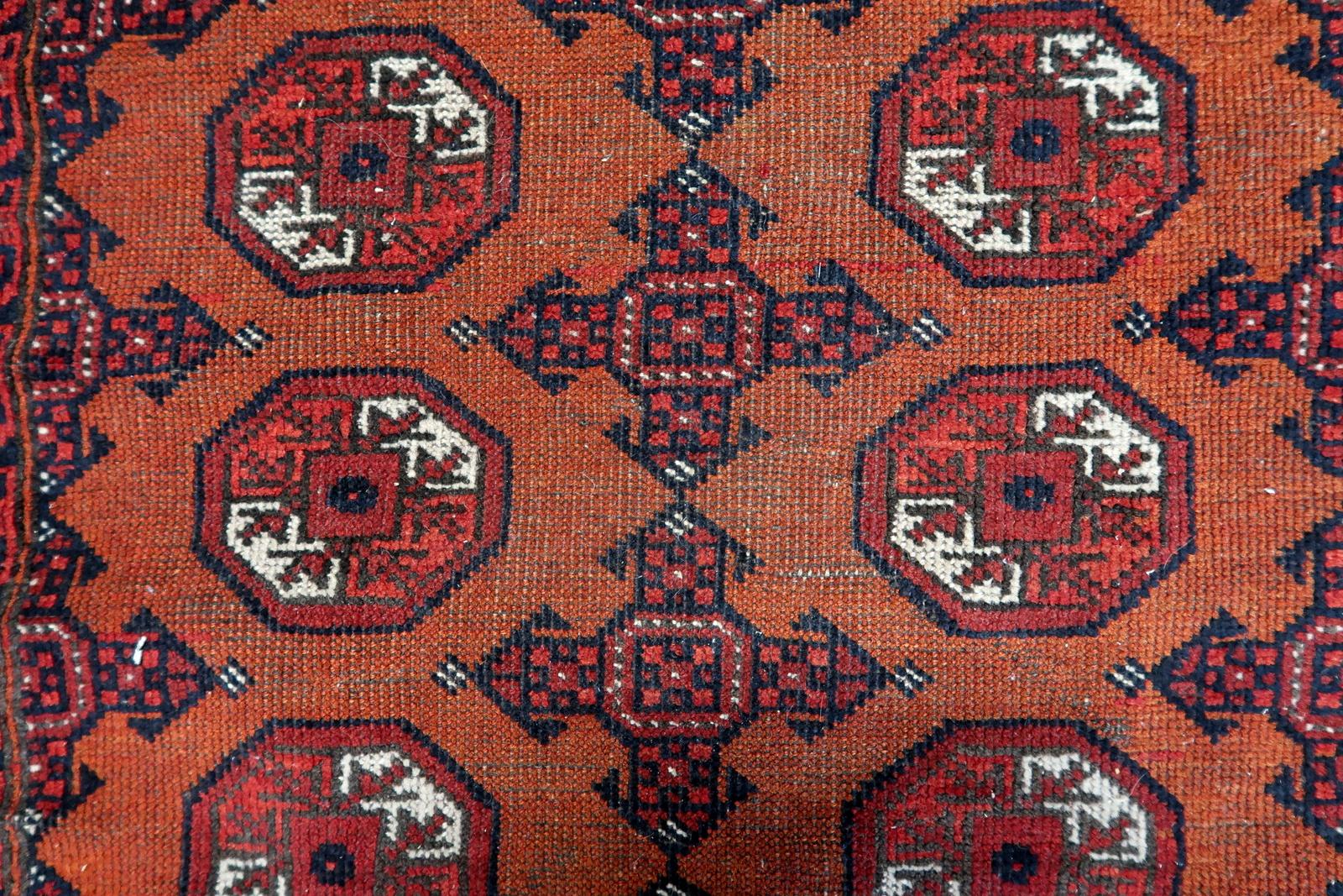 Handgefertigter antiker afghanischer Baluch-Teppich 3.8' x 4,8', 1920er Jahre - 1C1141 (Frühes 20. Jahrhundert) im Angebot