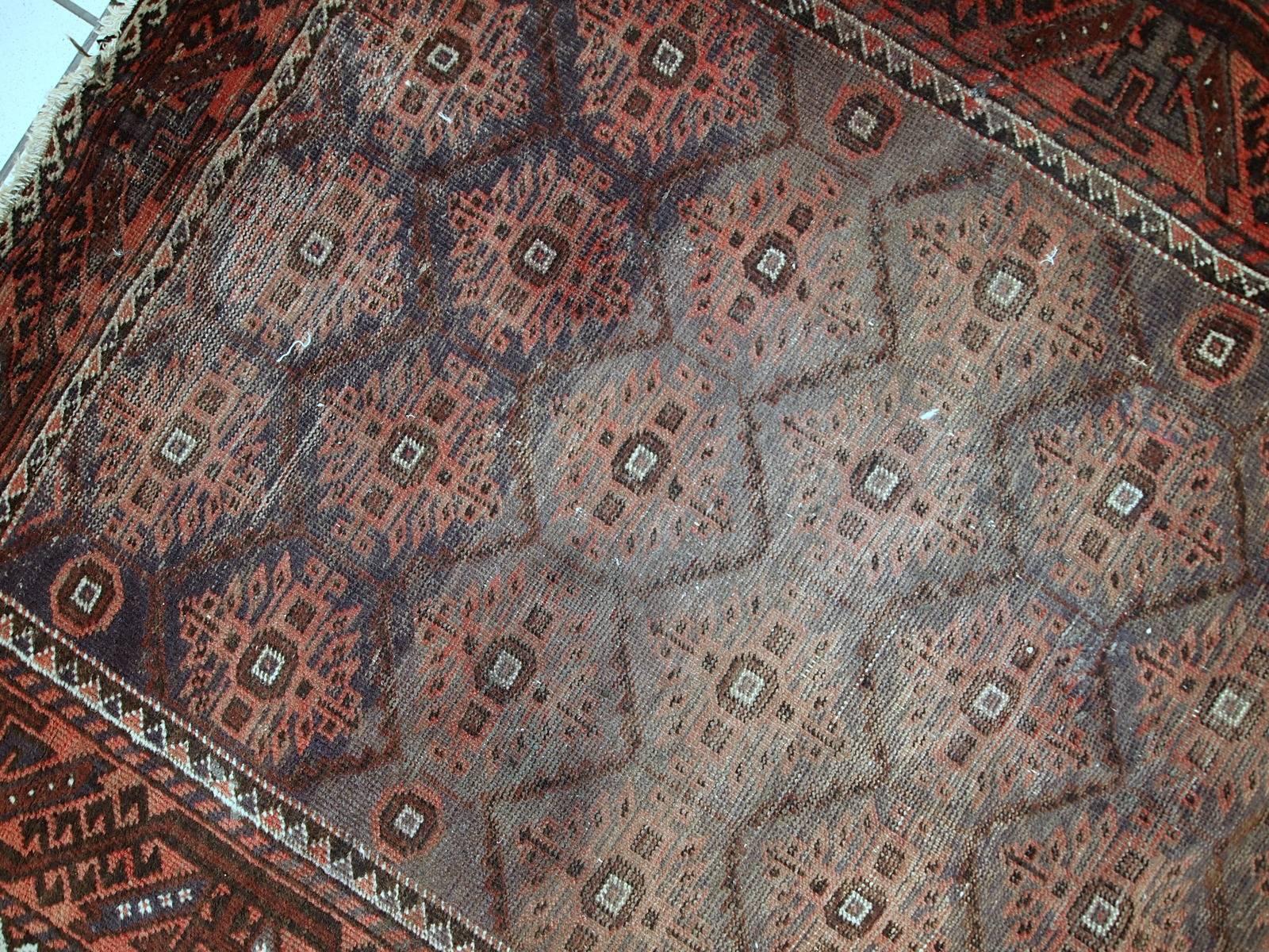 Handmade Antique Afghan Baluch Rug, 1920s 1