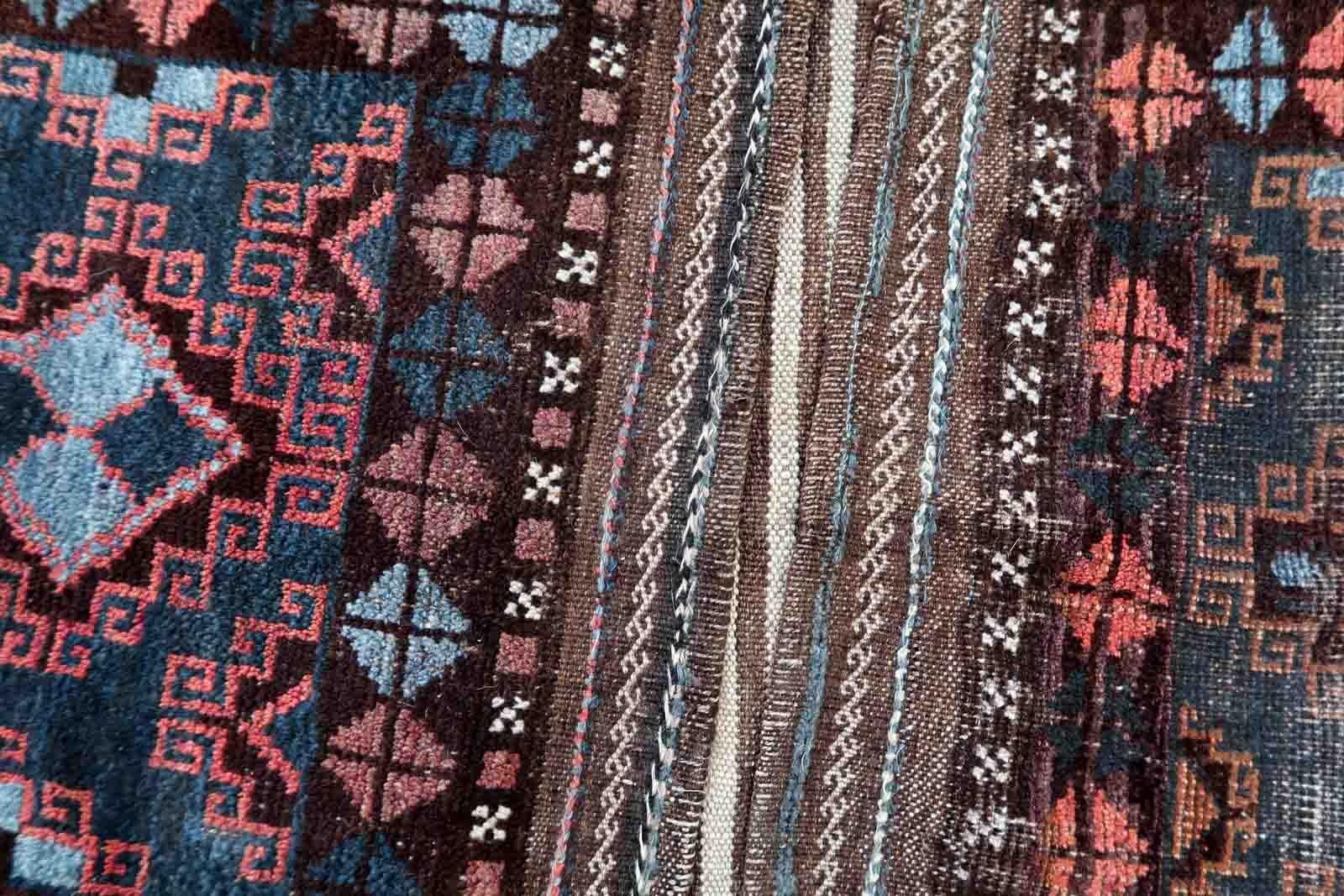Handmade Antique Afghan Baluch Saddle Bag, 1900s, 1C909 For Sale 4