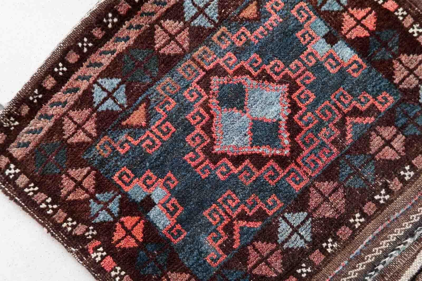 Handmade Antique Afghan Baluch Saddle Bag, 1900s, 1C909 For Sale 5