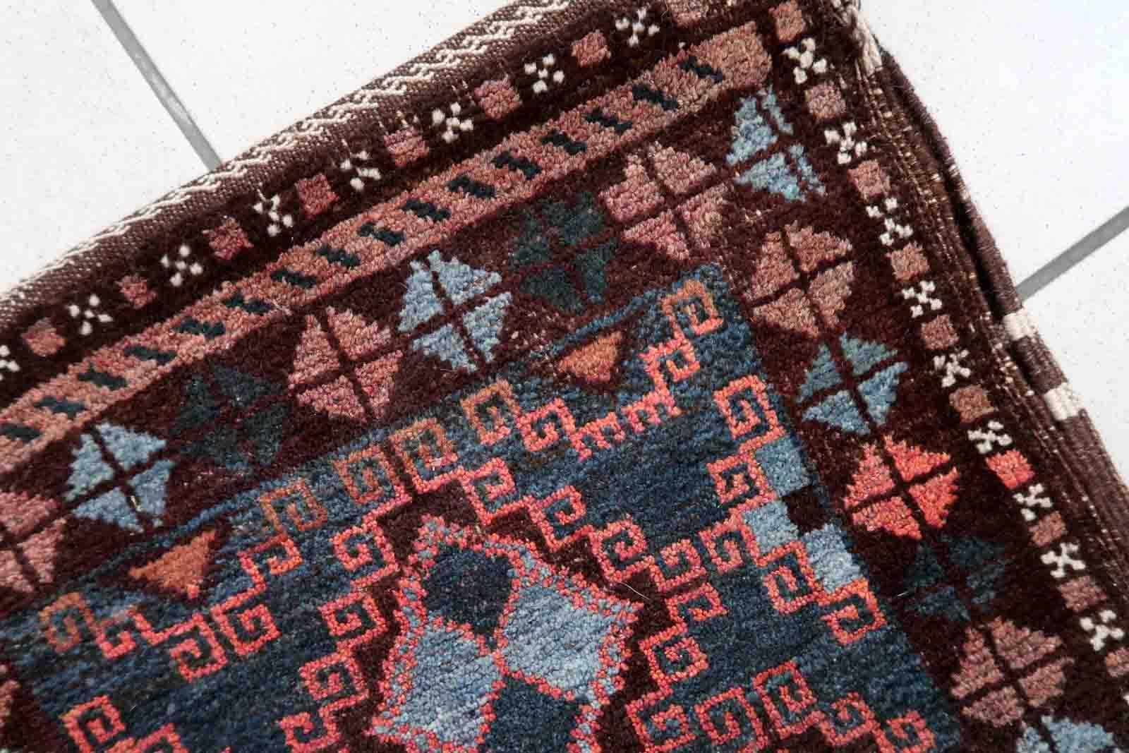 Handmade Antique Afghan Baluch Saddle Bag, 1900s, 1C909 For Sale 6