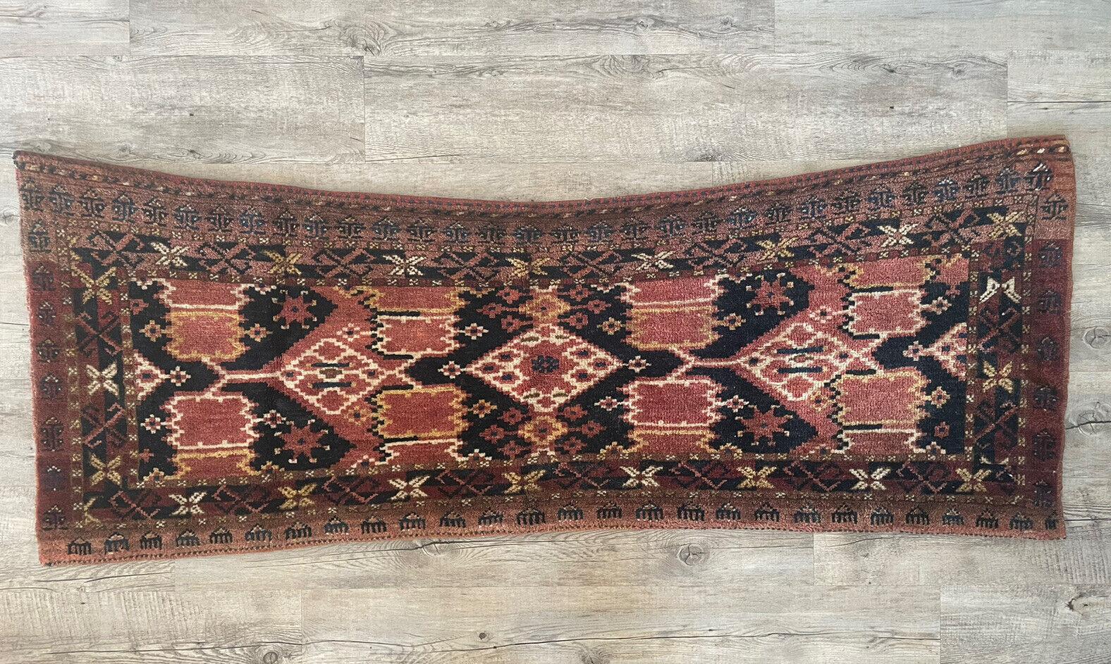 Handgefertigter antiker afghanischer Beshir Sammlerstück-chuval-Teppich 1,5' x 4,8', 1900er Jahre - 1N11 im Angebot 11