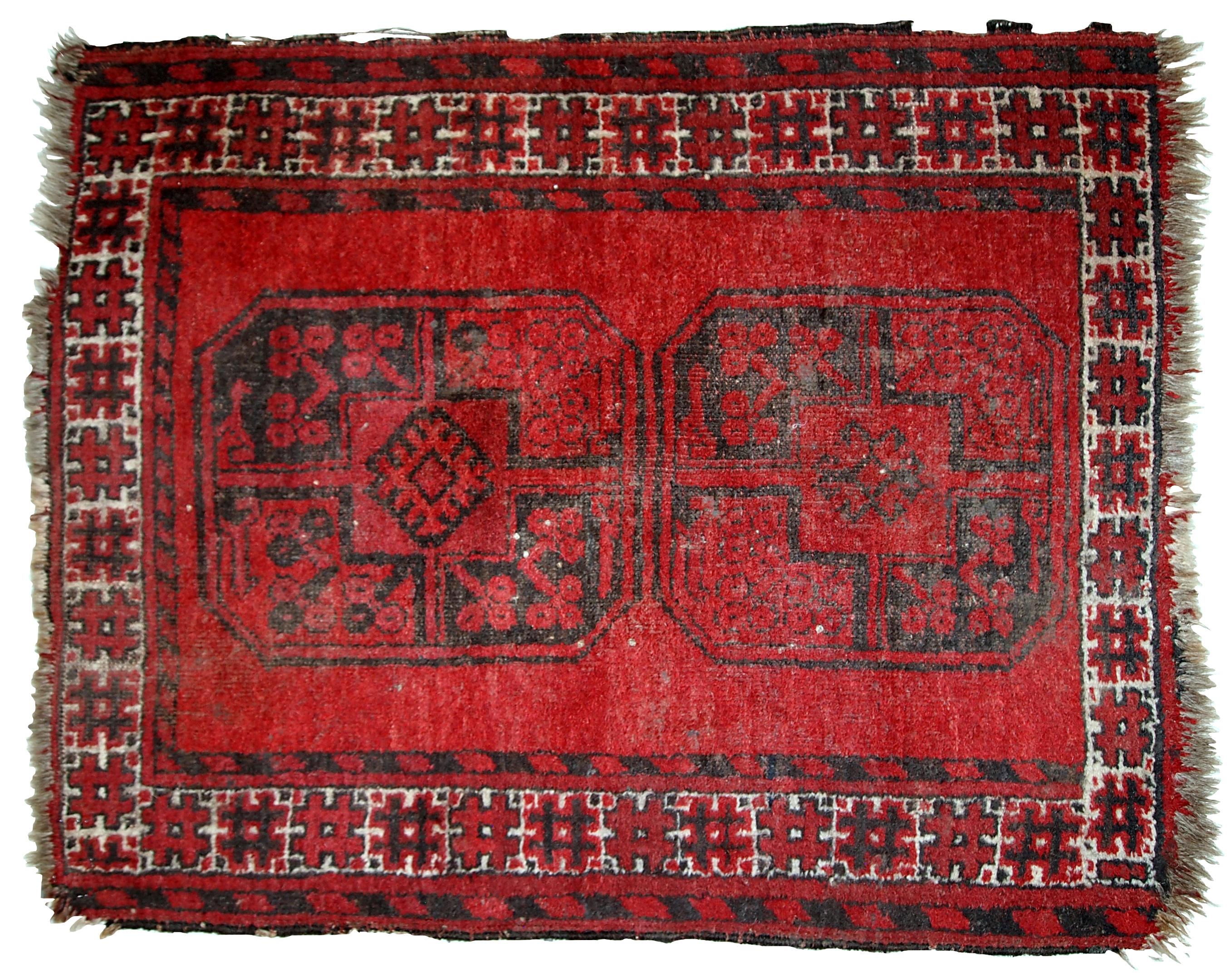 Handmade Antique Afghan Ersari Rug, 1900s, 1C620 4