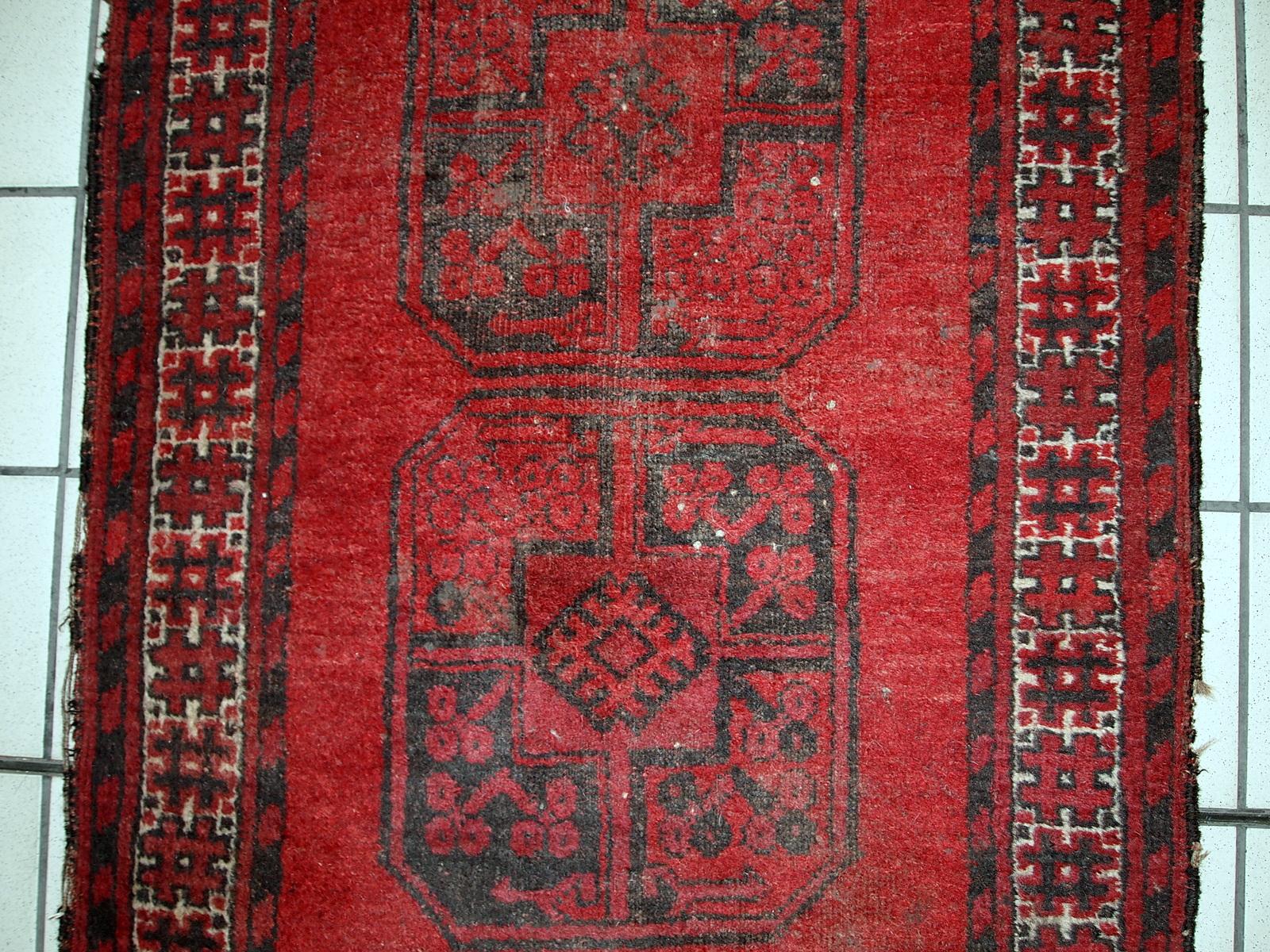 Early 20th Century Handmade Antique Afghan Ersari Rug, 1900s, 1C620