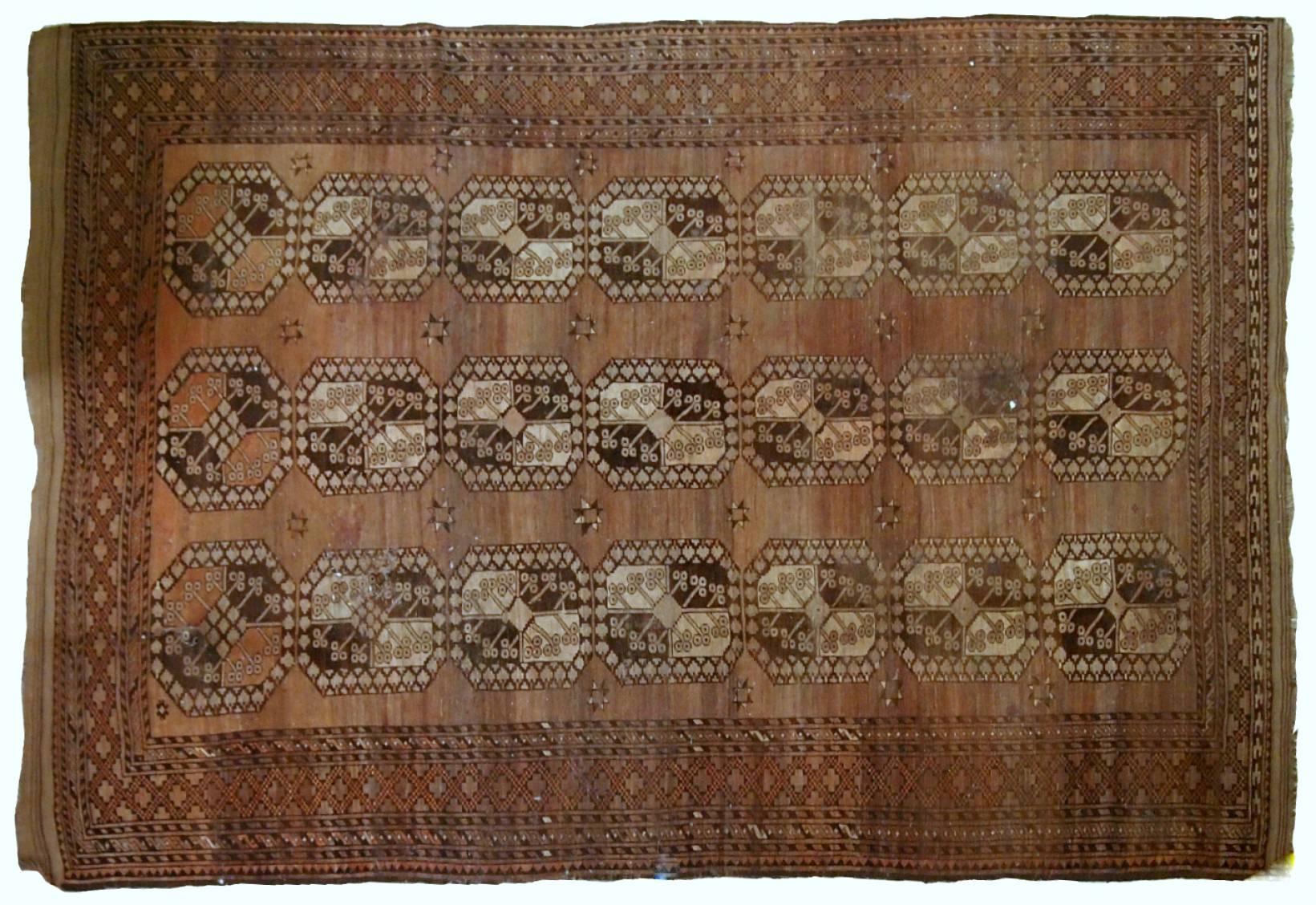 Antique Afghan Ersari rug with repeating 