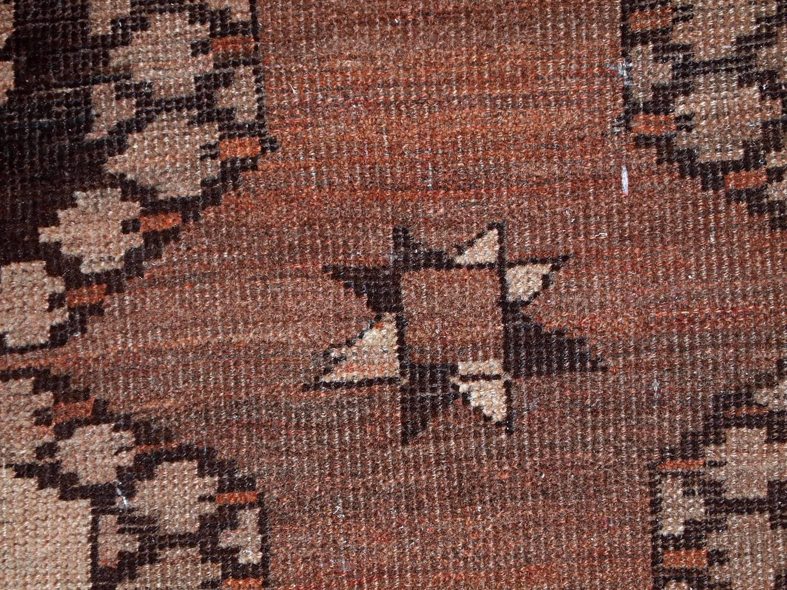 Wool Handmade Antique Afghan Ersari Rug, 1900s, 1C594