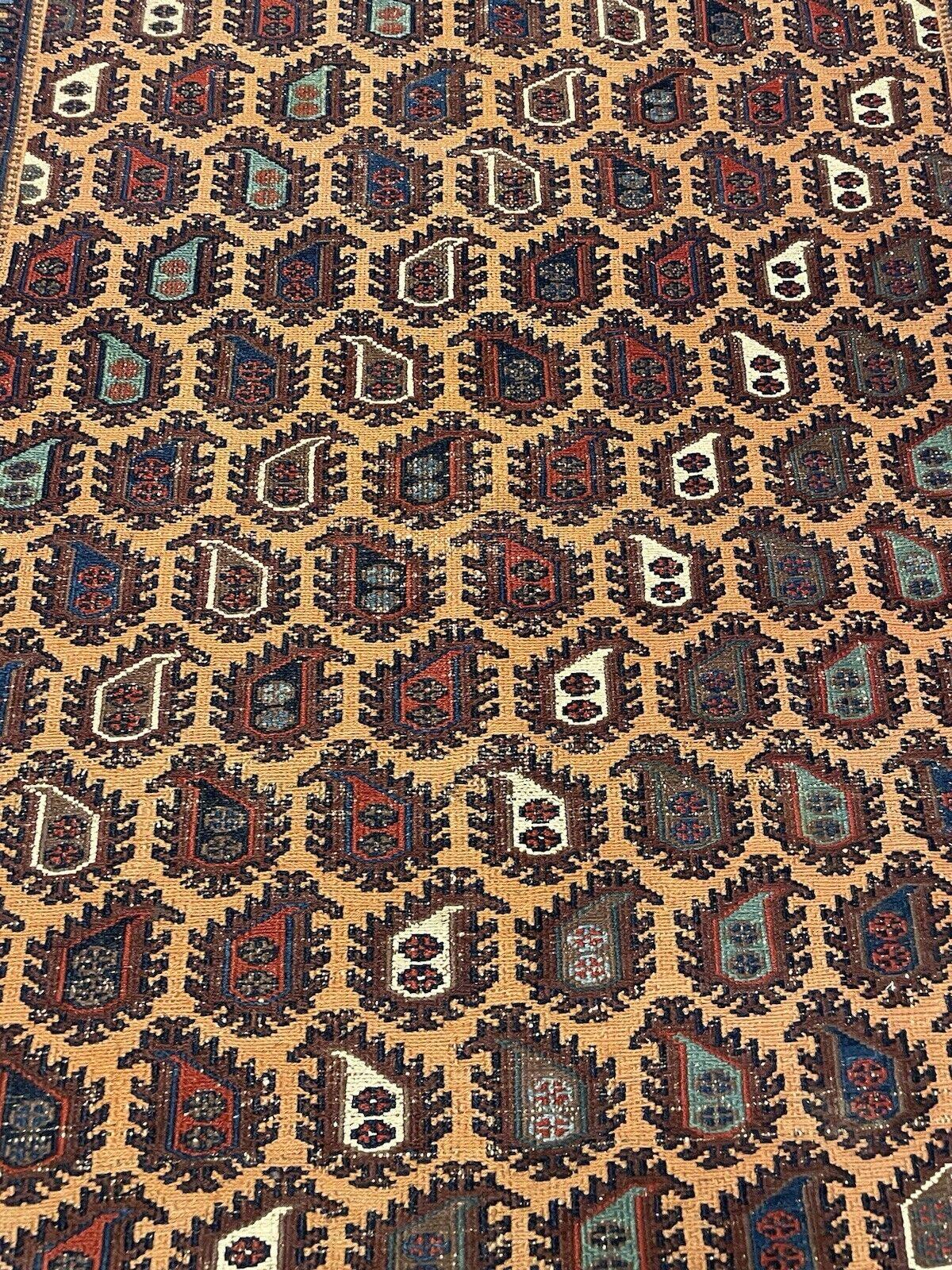 Early 20th Century Handmade Antique Afghan Sumak Rug 3.6' x 4.8', 1900s - 1N69 For Sale
