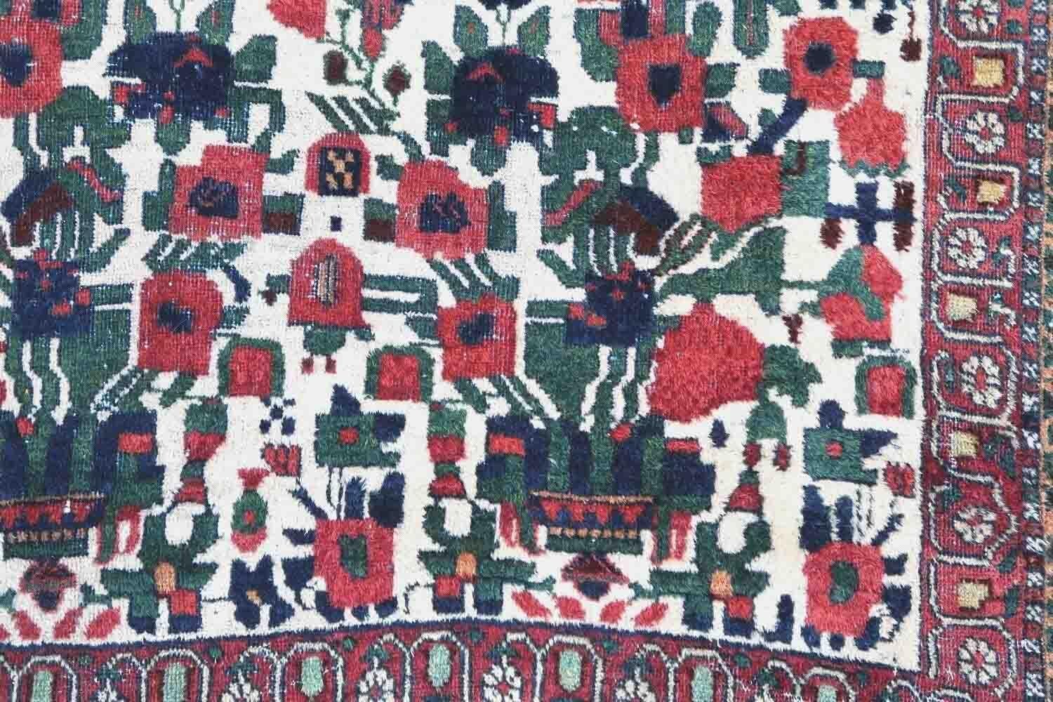 Handgefertigter antiker Teppich im Afshar-Stil, 1900er Jahre, 1P119 (Indisch) im Angebot