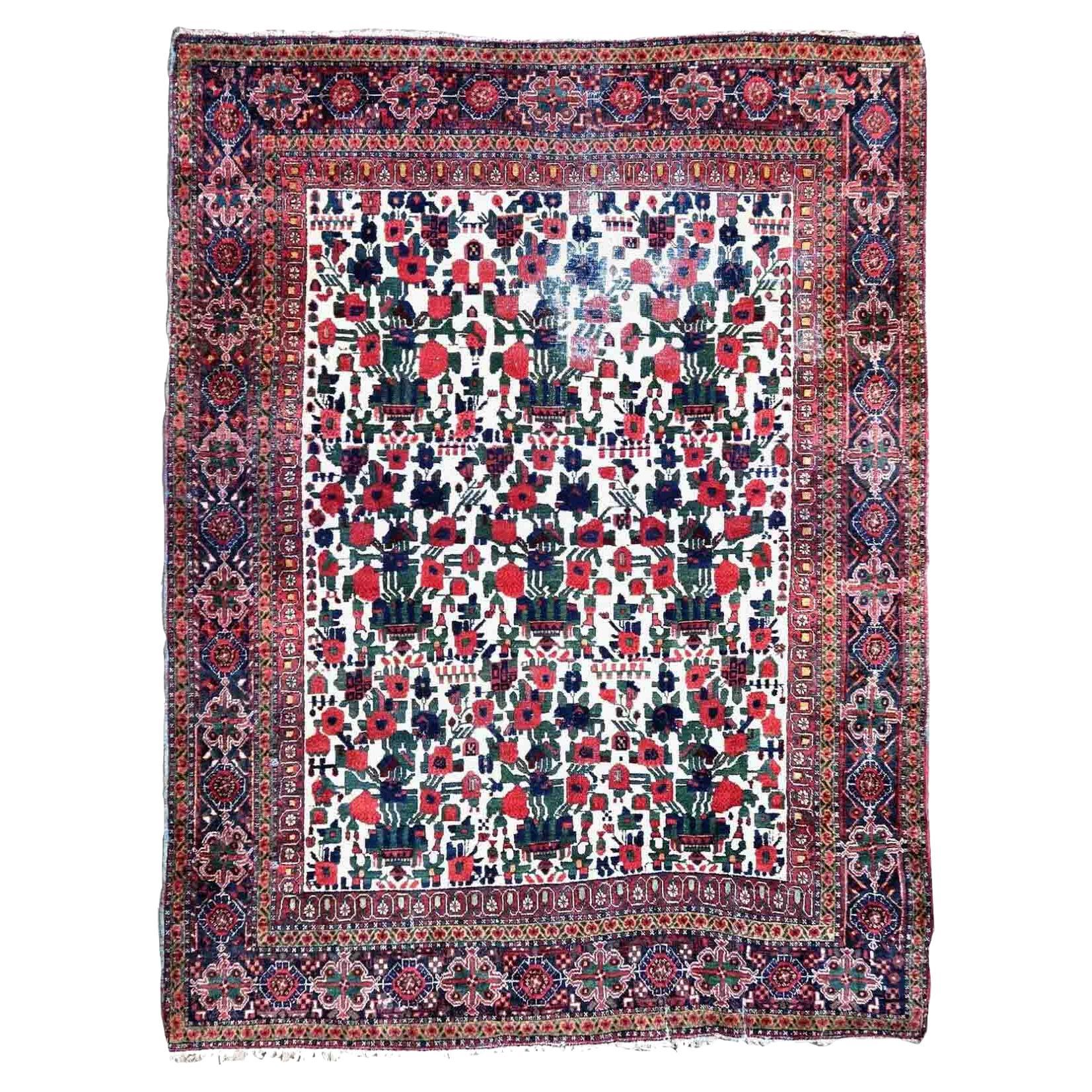 Handgefertigter antiker Teppich im Afshar-Stil, 1900er Jahre, 1P119 im Angebot