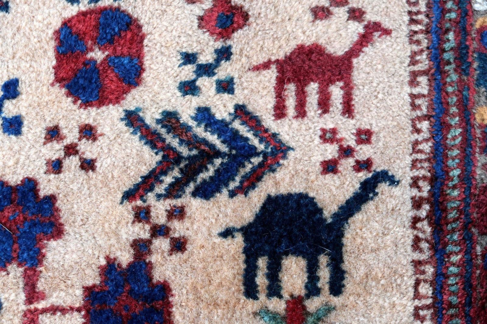Handgefertigter antiker Teppich im Afshar-Stil, 1930er Jahre, 1P67 (Indisch) im Angebot