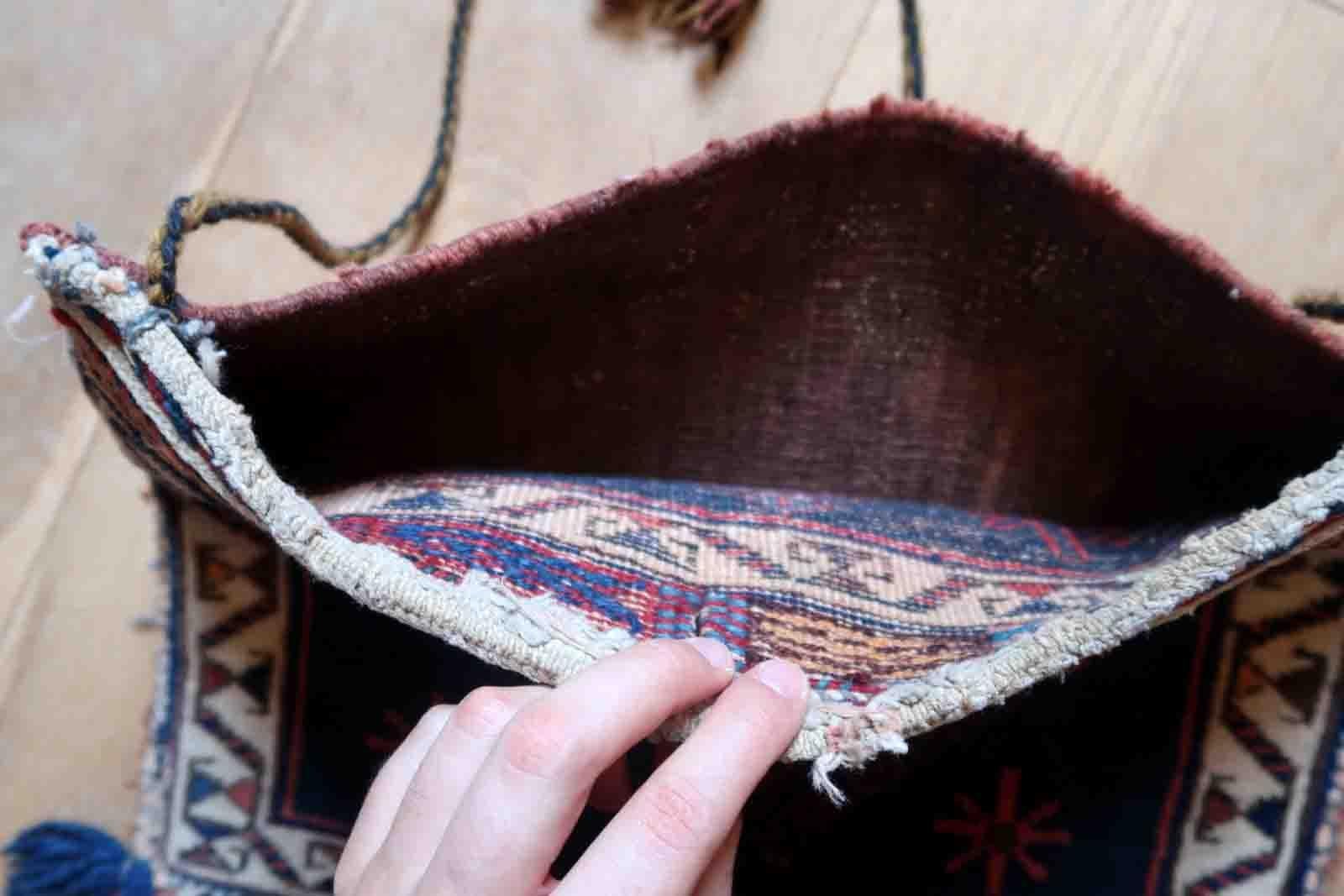 Asian Handmade Antique Afshar Style Salt Bag, 1920s, 1C953 For Sale