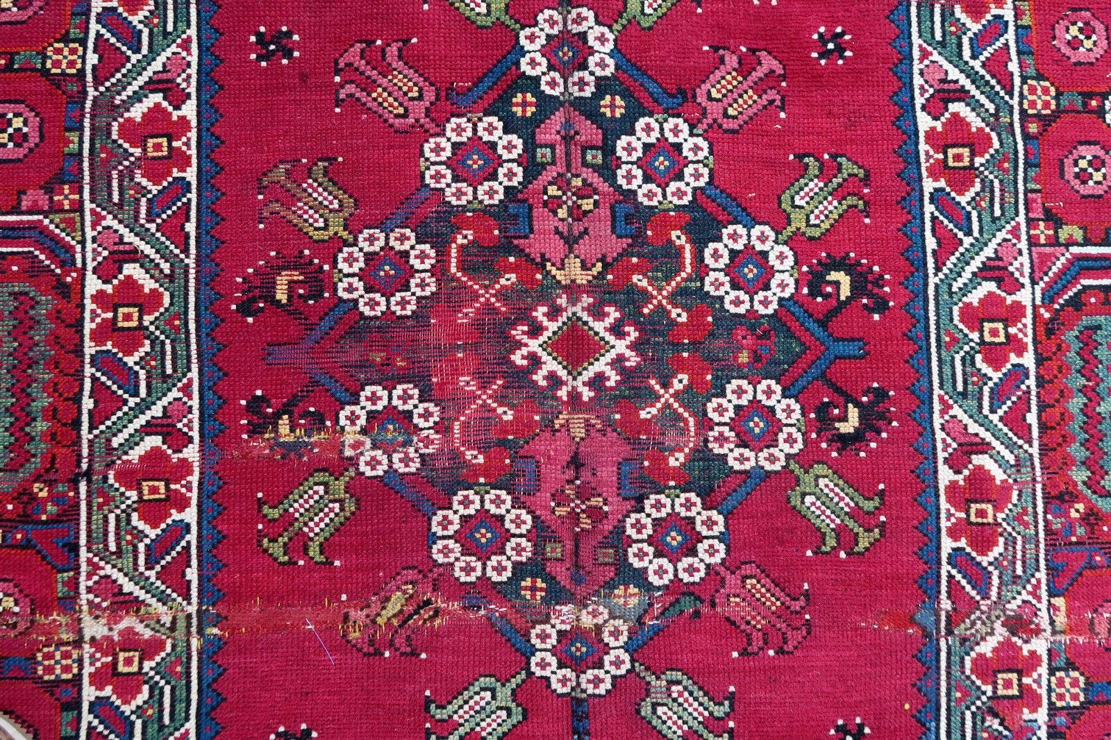 Handmade Antique Algerian Berber Collectible Rug, 1830s, 1P85 For Sale 4