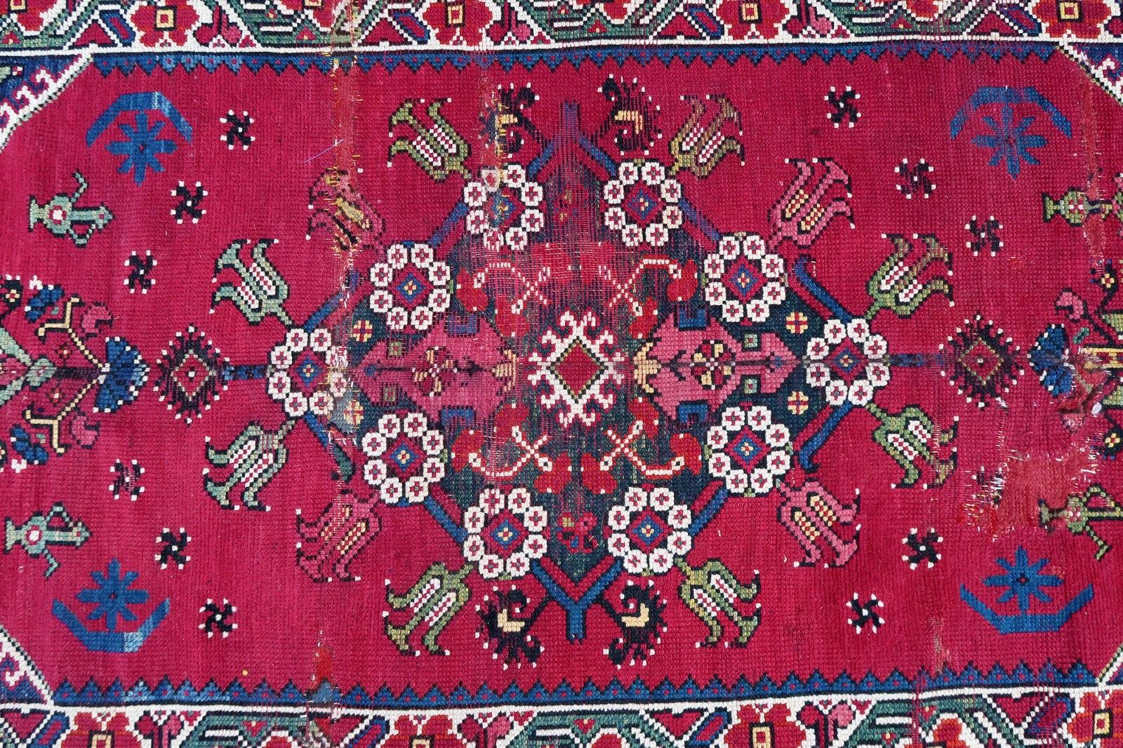 Hand-Knotted Handmade Antique Algerian Berber Collectible Rug, 1830s, 1P85 For Sale