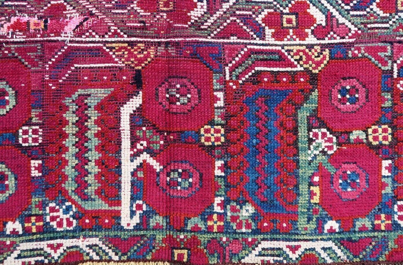 Mid-19th Century Handmade Antique Algerian Berber Collectible Rug, 1830s, 1P85
