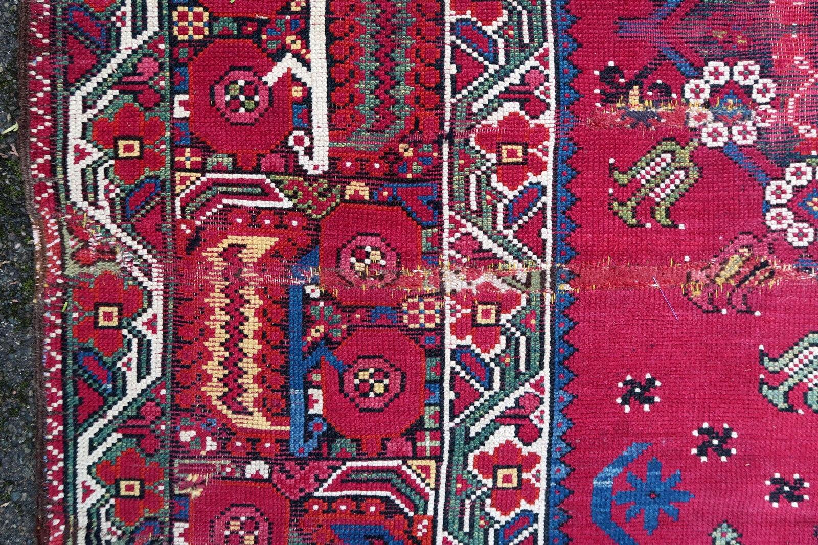 Handmade Antique Algerian Berber Collectible Rug, 1830s, 1P85 1