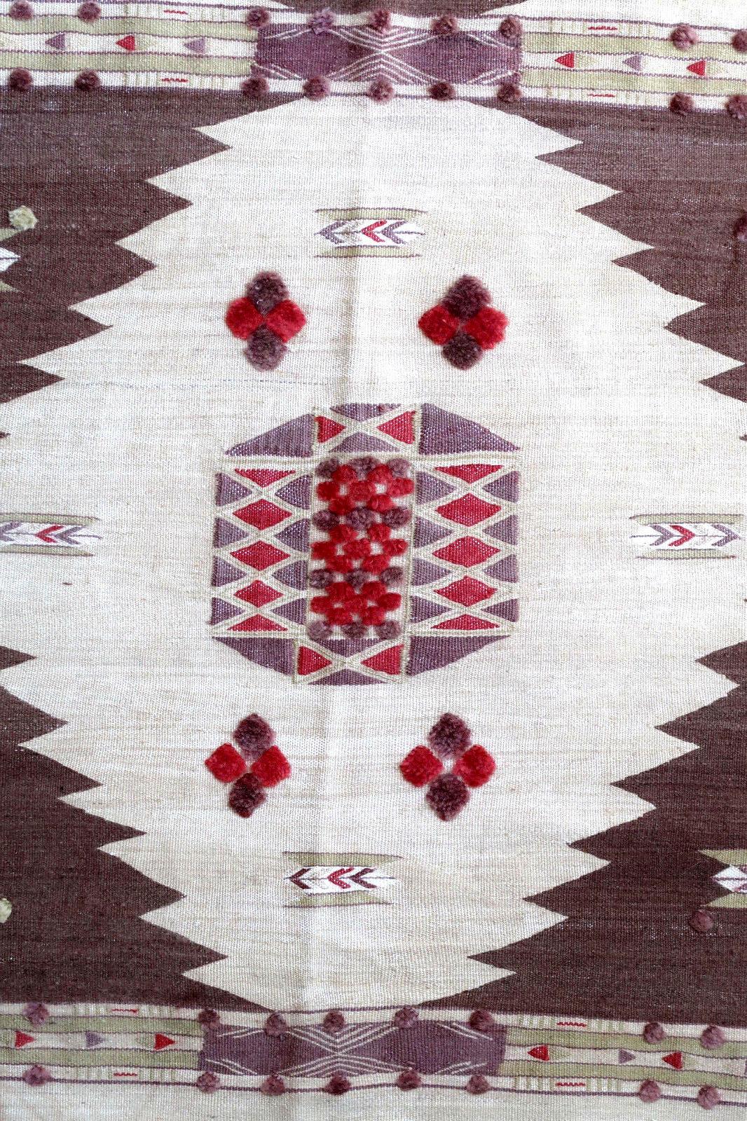 Wool Handmade Antique Algerian Berber Kilim, 1930s, 1P04