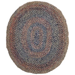 Handmade Antique American Braided Rug, 1920s, 1C554
