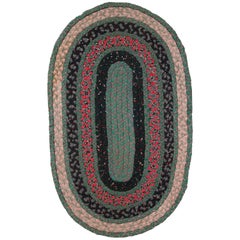 Handmade Antique American Braided Rug, 1920s, 1C558