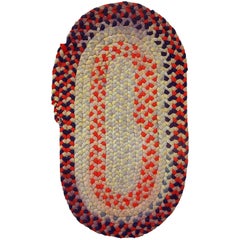Tapis tressé américain ancien fait main:: années 1930:: 1C553