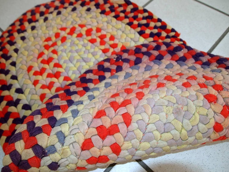Handmade Antique American Braided Rug, 1930s, 1C553 at 1stDibs