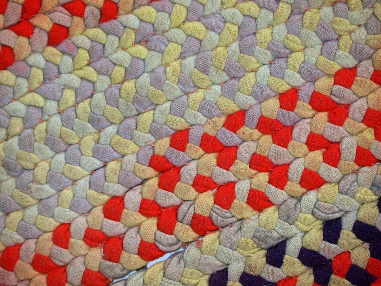 Noué à la main Tapis tressé américain ancien fait main:: années 1930:: 1C553
