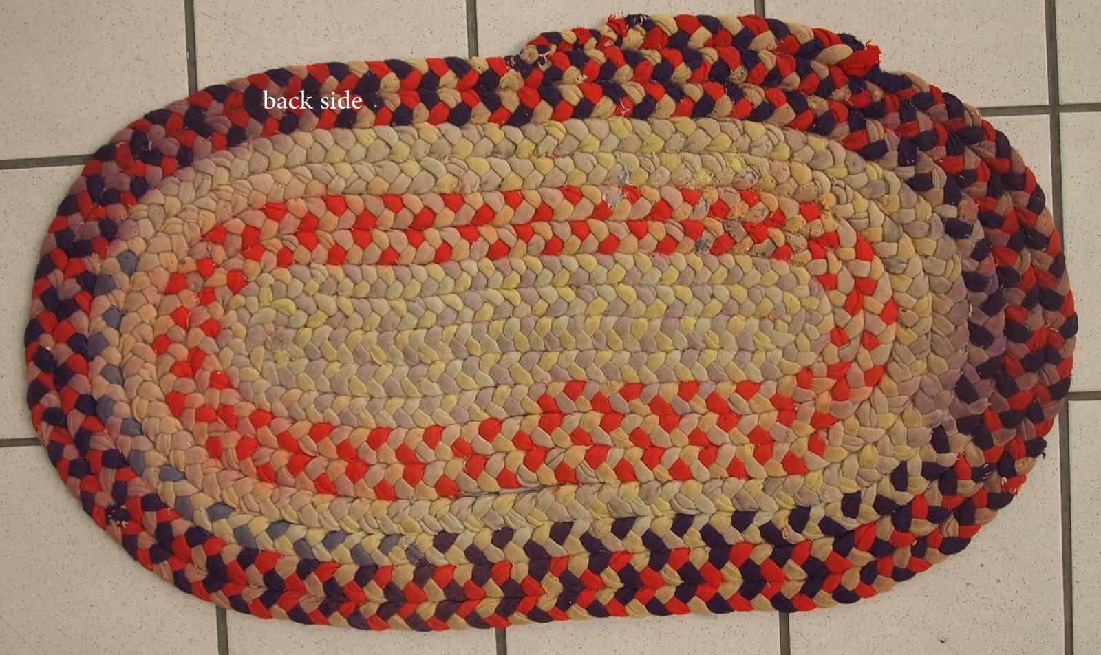 Coton Tapis tressé américain ancien fait main:: années 1930:: 1C553