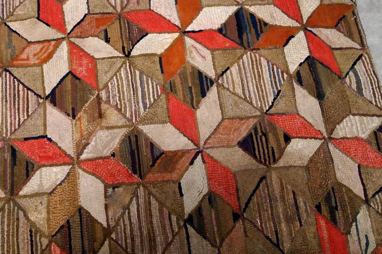 20th Century Handmade Antique American Hooked Geometric Rug, 1900s, 1B654 For Sale