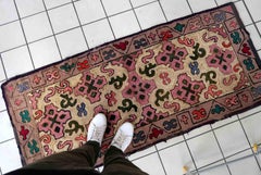 Handmade Antique American Hooked Rug, 1880s, 1C981