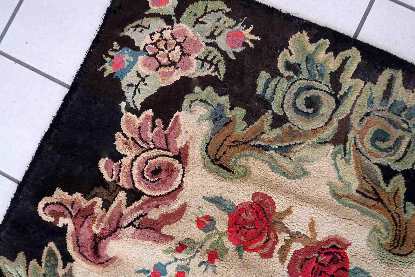 Handmade Antique American Hooked Rug, 1880s, 1C988 For Sale 3