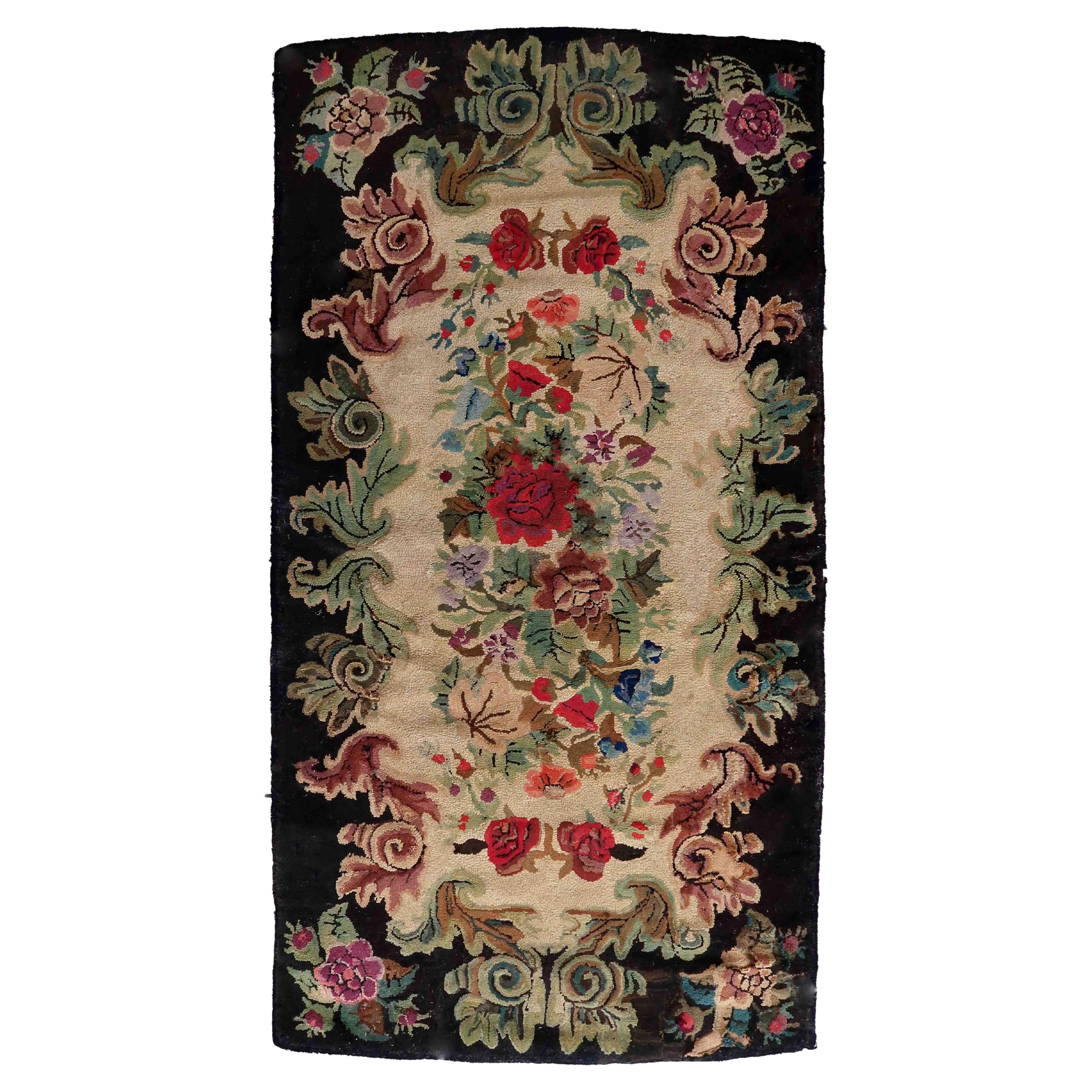 Handmade Antique American Hooked Rug, 1880s, 1C988 For Sale