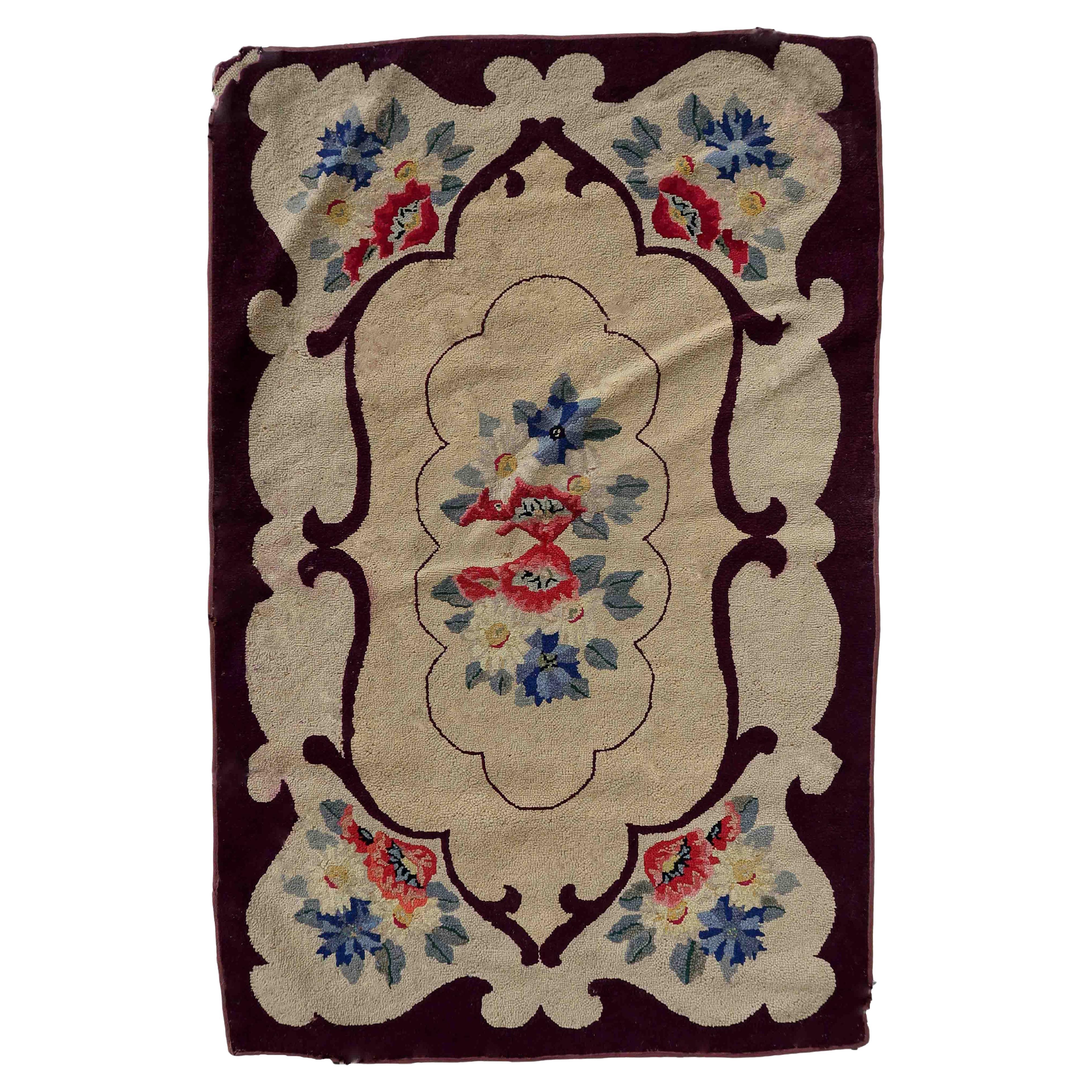 Handmade Antique American Hooked Rug, 1900s, 1C980 For Sale