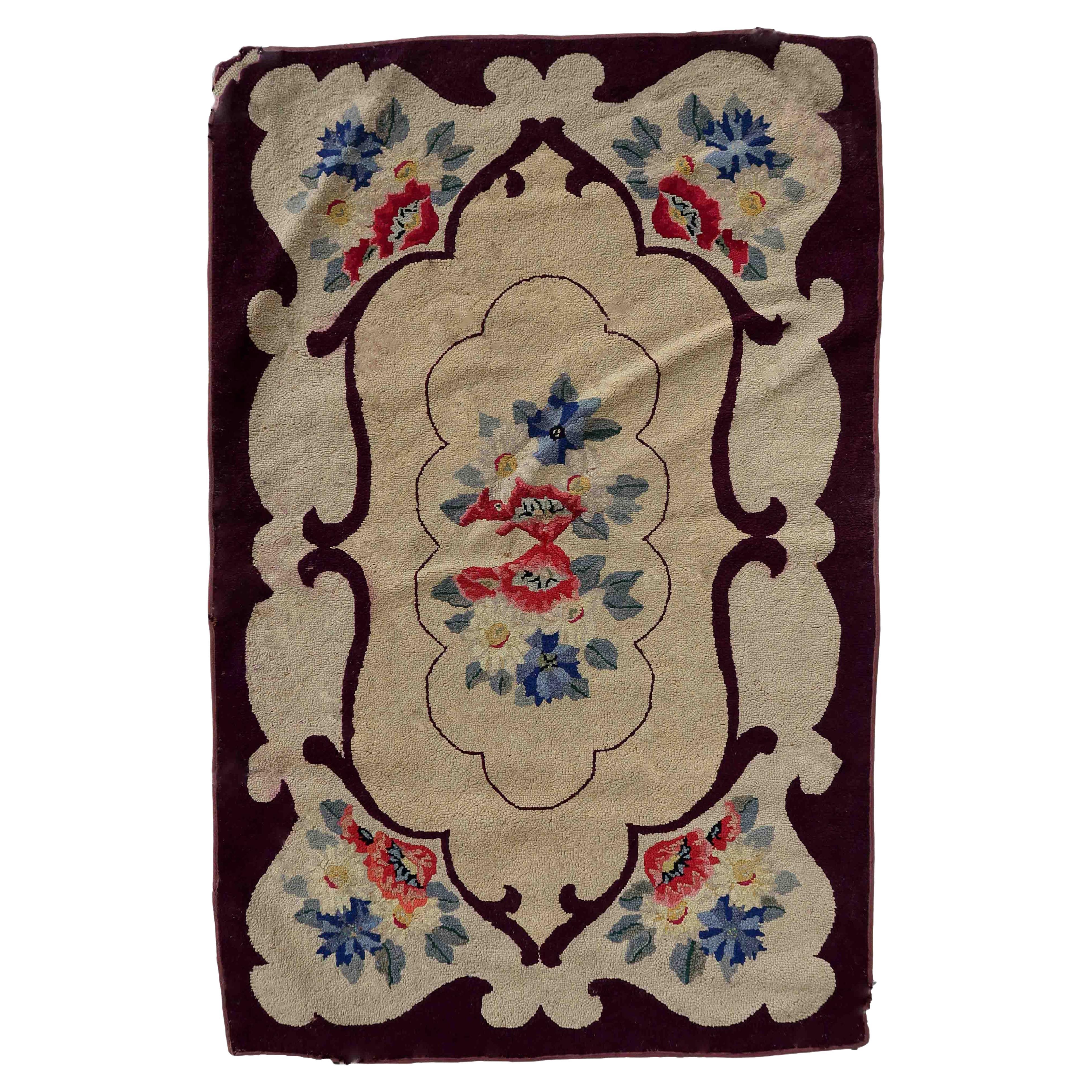 Handgefertigter antiker amerikanischer Hakenteppich, 1900er Jahre, 1C980